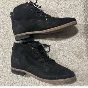 Diba Womens 7.5 M Eli Leather Lace Up Ankle Booties Black 7126964 Boots MSRP$129